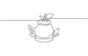 Poster - Continuous one line drawing of water pitcher glass. water jug in single line draw vector illustration. Editable vector. Teapot Single Line Drawing Banner with Jug glass icon line continuous 