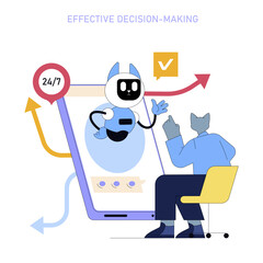 Poster - ai in global business management. flat vector illustration