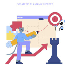Poster - AI For Managers. Flat Vector Illustration
