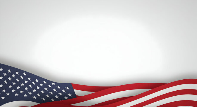 Waving Fabric with Star and Stripe Pattern on White