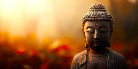 Aufkleber - Serene Buddha statue in tranquil setting reflecting peace and mindfulness : Generative AI
