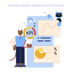 Poster - AI For Managers. Flat Vector Illustration
