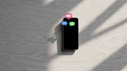 Poster - Digital communication overload showing multiple social media notifications rapidly appearing on smartphone screen, symbolizing constant information influx and modern connectivity challenges