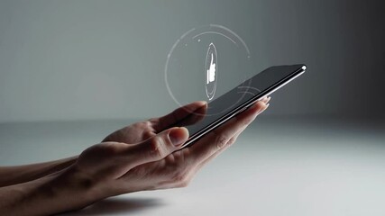 Fototapete - Hands scrolling smartphone screen, tapping hearts and likes, symbolizing digital engagement, social media interaction, and instant approval on online platforms