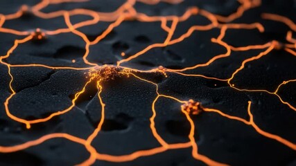 Poster - Abstract volcanic texture with glowing lava cracks and dark surface, creating a dramatic and captivating natural landscape