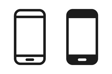 Poster - Smartphone icon set, phone in outline and solid style