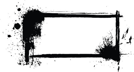 Aufkleber - Vector black square grunge frame on a transparent background. 