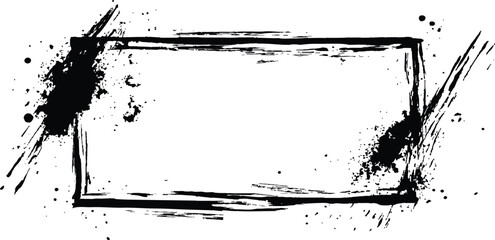 Fototapete - Vector black square grunge frame on a transparent background. 