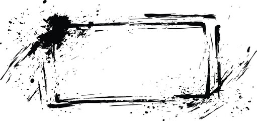 Fototapete - Vector black square grunge frame on a transparent background. 