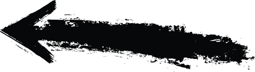 Poster - A bold black arrow created with brush strokes 
transparent white background. Black arrow marker isolated with a hand-drawn effect on a white background. Arrow marker isolated mark hand draw
