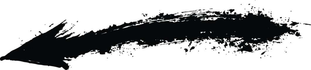 Poster - A bold black arrow created with brush strokes 
transparent white background. Black arrow marker isolated with a hand-drawn effect on a white background. Arrow marker isolated mark hand draw
