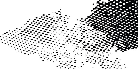 Leinwandbilder - Vector halftone dotted grunge texture. Grunge texture on distress back isolated white background. Vector modern abstract black splat grunge background with halftone dots pattern texture