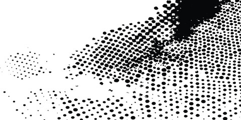 Leinwandbilder - Vector halftone dotted grunge texture. Grunge texture on distress back isolated white background. Vector modern abstract black splat grunge background with halftone dots pattern texture