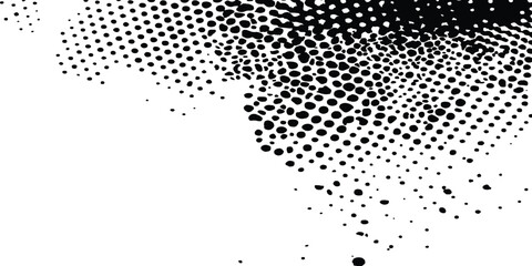 Leinwandbilder - Vector halftone dotted grunge texture. Grunge texture on distress back isolated white background. Vector modern abstract black splat grunge background with halftone dots pattern texture
