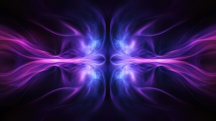 Poster - Abstract symmetrical swirling forms in vibrant purple and blue