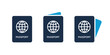 © Hunter Leader - Passport icon set. International passport icon. Document icon. Flight ticket and passport icon set.