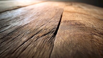 Aufkleber - CloseUp View of Textured Wooden Surface with Natural Patterns and Warm Lighting : Generative AI