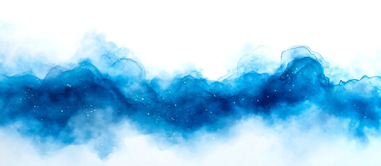 Fototapete - Beautiful Fluid Blue Watercolor Waves Creating a Serene Atmosphere in Art : Generative AI