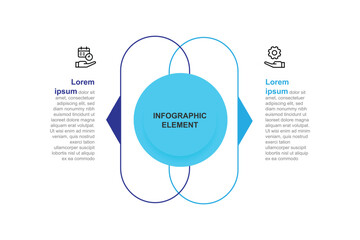 Leinwandbilder - 2 step infographic template. 2 line and circle with icons. 