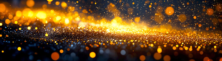 Poster - Shimmering Golden Glitter Background with Bokeh Effect in Soft Focus for Stunning Visuals : Generative AI
