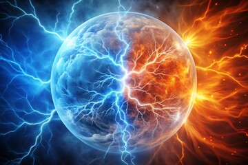 Poster - fire and ice plasma lightning background