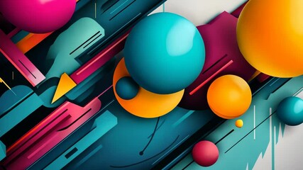Poster - Dynamic abstract sphere movement with vibrant colors and geometric patterns