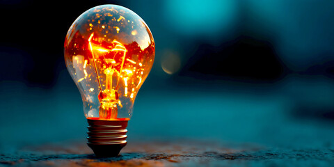Aufkleber - Stunning close up of a glowing vintage light bulb illuminating a dark ambiance for creative lighting ideas : Generative AI