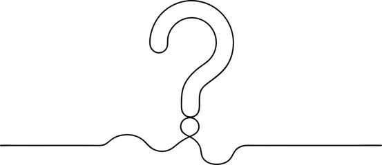 one continuous line drawing of a question mark isolated on a white background in simple vector illus