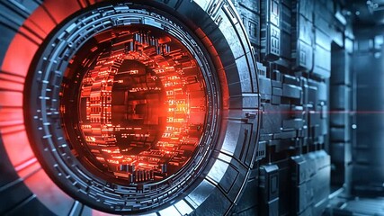 Wall Mural - Futuristic portal with glowing elements in a sci-fi setting