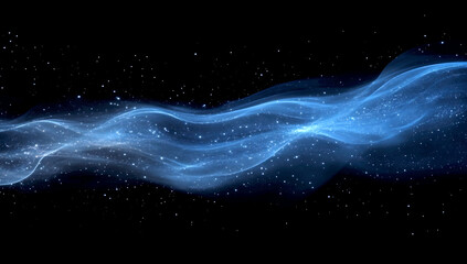 Leinwandbilder - Abstract cosmic blue wave flowing over a starry background resembling the essence of space : Generative AI