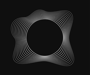 Poster - Round curved frame with dynamic wavy stripes