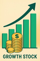 Poster - Growth Stock Illustration with Coins and Chart for Financial Concepts