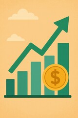 Poster - Simple Illustration of Growth in Stock Market with Dollar Symbol
