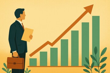 Poster - Business Growth Concept with Chart and Professional Man in Suit