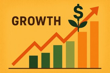 Poster - Simple Portfolio Growth Concept with Bar Graph and Dollar Symbol