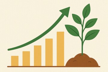 Poster - Growth Chart Illustration with Plant and Rising Arrow Symbolizing Progress