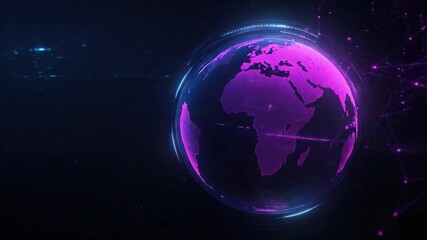 Fototapete - Abstract Digital Globe with Neon Pink Highlights on Dark Background Representing Global Connectivity and Technology Innovations