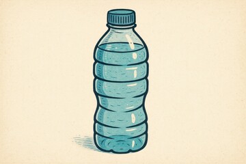 Poster - Simple Water Bottle Design with Transparent Look and Blue Accent