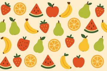 Poster - Colorful Fruit Pattern Illustration for Fun and Simple Design
