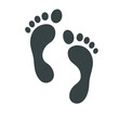 © NUSRAT - Footprints illustration on white shows a black silhouette track of human steps.