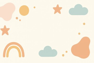 Poster - Cute Minimalist Background with Simple Shapes and Soft Colors