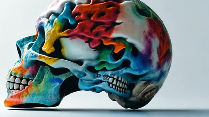 Poster - Vibrant multicolored skull rotation