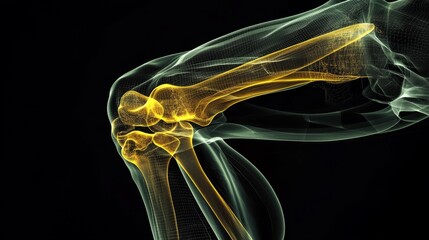 Poster - Exploring human anatomy detailed x-ray visualization of the elbow joint medical research digital imagery scientific illustration