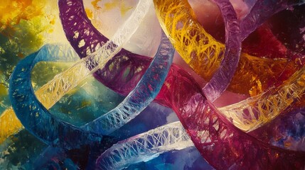 Poster - Dynamic colorful interwoven patterns abstract artwork vibrant environment artistic expression