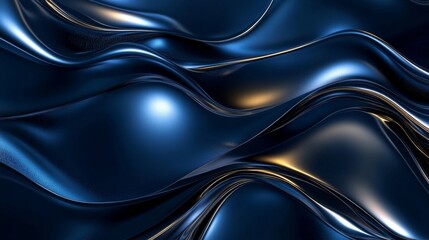 Poster - Dynamic blue waves abstract art digital design modern aesthetic close-up fluid motion