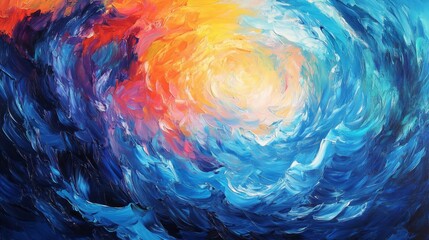Poster - Dynamic swirling ocean colors abstract art creative expression vibrant palette close-up view artistic vision