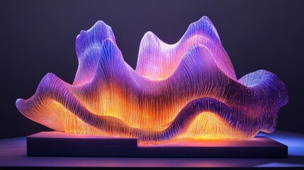 Poster - Illuminated abstract sculpture contemporary art gallery digital art installation modern aesthetics close-up visual exploration