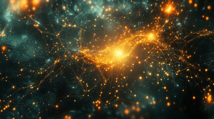 Poster - Cosmic explosion of energy and light space digital art abstract close-up universe exploration