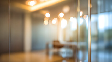 Dynamic office space with blurred door background modern business environment interior design
