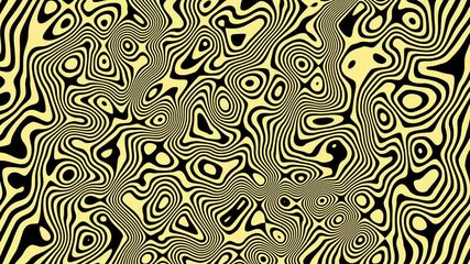 Poster - Abstract Black And Yellow Wavy Lines Optical Illusion Background Loop Animation